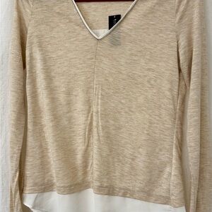 White House Black Market Beige Long Sleeve Top